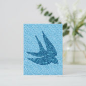 Japanisch schlucken in Flug, Kobalt und Blautönen Postkarte (Stehend Vorderseite)