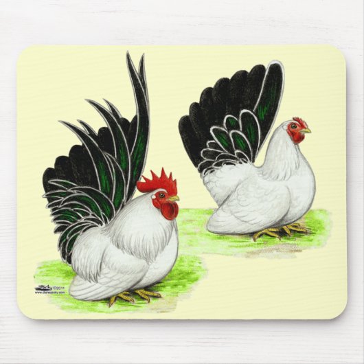 Japanisch Schwarz-weiß Bantams Mousepad (Vorne)