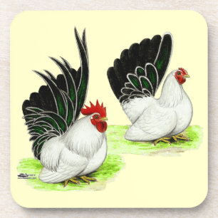 Japanisch Schwarz-weiß Bantams Untersetzer