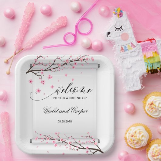 Japanisch Scroll Cherry Blossom Hochzeit Pappteller (Party)