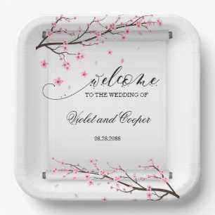 Japanisch Scroll Cherry Blossom Hochzeit Pappteller