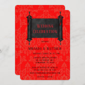 Japanisch Scroll Red Black Damask Hochzeit Einladung (Vorne/Hinten)