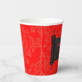 Japanisch Scroll Red Black Damask Hochzeit Pappbecher (Rechts)