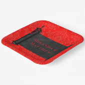 Japanisch Scroll Red Black Damask Hochzeit Pappteller (Gewinkelt)