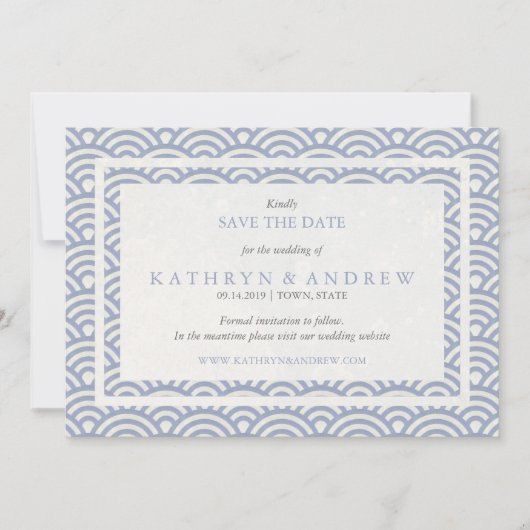 Japanisch Seigaiha Save the Date ohne Foto (Vorderseite)