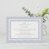 Japanisch Seigaiha Save the Date ohne Foto (Stehend Vorderseite)