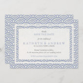 Japanisch Seigaiha Save the Date ohne Foto (Vorne/Hinten)