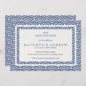 Japanisch Seigaiha Save the Date ohne Foto (Vorne/Hinten)