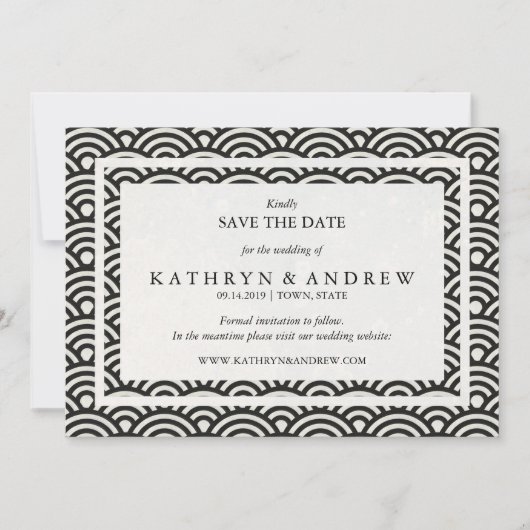 Japanisch Seigaiha Save the Date ohne Foto (Vorderseite)