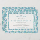 Japanisch Seigaiha Save the Date ohne Foto (Vorne/Hinten)