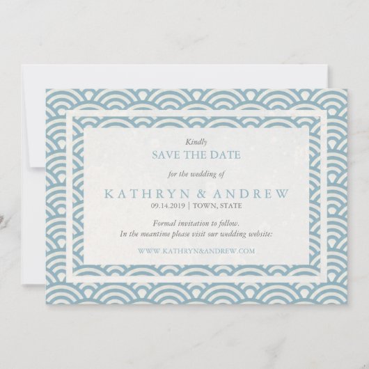 Japanisch Seigaiha Save the Date ohne Foto (Vorderseite)