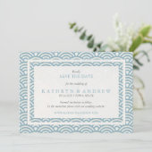 Japanisch Seigaiha Save the Date ohne Foto (Stehend Vorderseite)