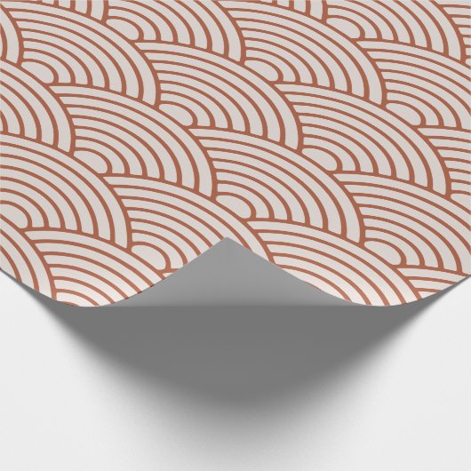 Japanisch Seigaiha Wave | Cool Boho Terracotta Geschenkpapier (Ecke)