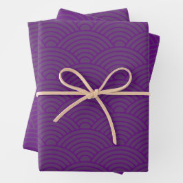 Japanisch Seigaiha Wave | Grimace Lila Geschenkpapier Set
