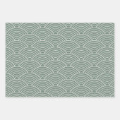 Japanisch Seigaiha Wave | Grün und Grau Geschenkpapier Set (Vorderseite 2)