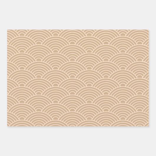 Japanisch Seigaiha Wave | Neutral Camel Beige Geschenkpapier Set (Vorderseite 2)
