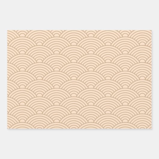 Japanisch Seigaiha Wave | Neutral Camel Beige Geschenkpapier Set (Vorderseite)