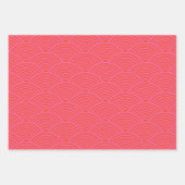 Japanisch Seigaiha Wave | Orange, Rosa und Lila Geschenkpapier Set (Vorderseite)