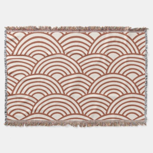 Japanisch Seigaiha Wave Rust Terracotta Decke (Vorderseite)