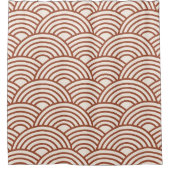 Japanisch Seigaiha Wave Rust Terracotta Duschvorhang (Vorderseite)