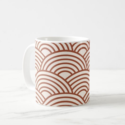 Japanisch Seigaiha Wave Rust Terracotta Kaffeetasse (Vorderseite Links)
