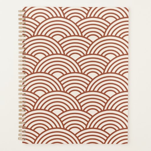 Japanisch Seigaiha Wave Rust Terracotta Planer (Vorderseite)