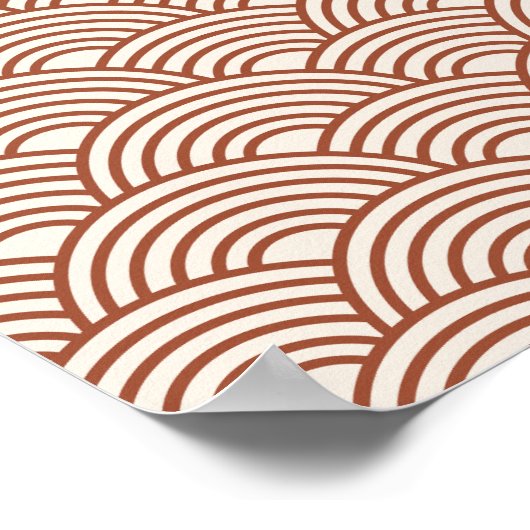 Japanisch Seigaiha Wave Rust Terracotta Poster (Ecke)
