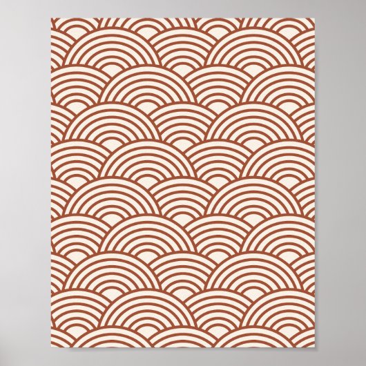 Japanisch Seigaiha Wave Rust Terracotta Poster (Vorne)