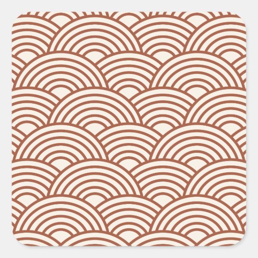 Japanisch Seigaiha Wave Rust Terracotta Quadratischer Aufkleber (Vorderseite)