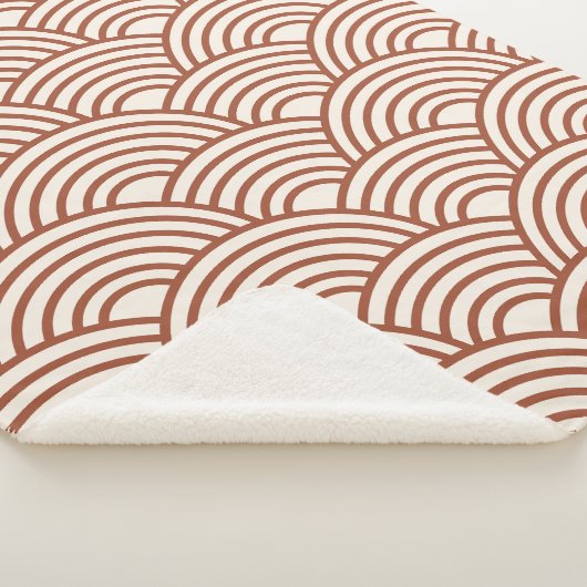 Japanisch Seigaiha Wave Rust Terracotta Sherpadecke (3/4)