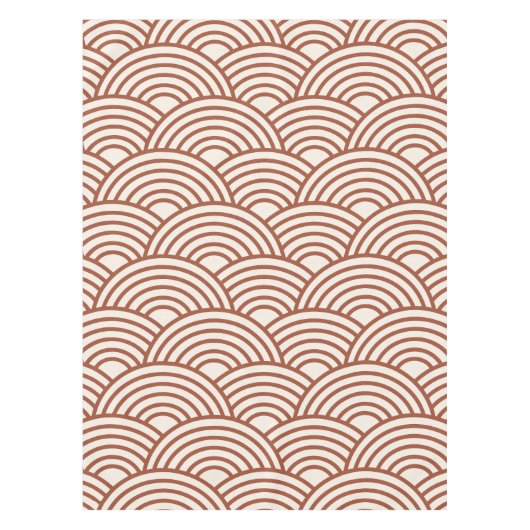 Japanisch Seigaiha Wave Rust Terracotta Tischdecke (Vorderseite)