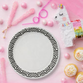 Japanisch Seigaiha Waves EleganBlack + White Pappteller (Party)