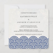 Japanisch Seigaiha Waves Elegant Beach Wedding Einladung (Vorderseite)
