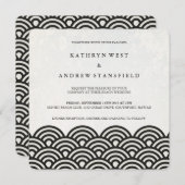 Japanisch Seigaiha Waves Elegant Beach Wedding Einladung (Vorne/Hinten)