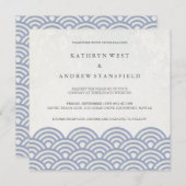 Japanisch Seigaiha Waves Elegant Beach Wedding Einladung (Vorne/Hinten)