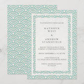 Japanisch Seigaiha Waves Elegant Beach Wedding Einladung (Vorne/Hinten)