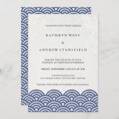 Japanisch Seigaiha Waves Elegant Beach Wedding Einladung (Vorne/Hinten)