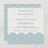 Japanisch Seigaiha Waves Elegant Beach Wedding Einladung (Vorne/Hinten)