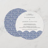 Japanisch Seigaiha Waves Elegant Beach Wedding Einladung (Vorne/Hinten)