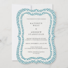 Japanisch Seigaiha Waves Elegant Beach Wedding Einladung