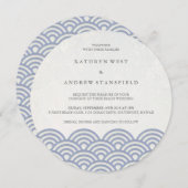 Japanisch Seigaiha Waves Elegant Beach Wedding Einladung (Vorne/Hinten)