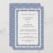 Japanisch Seigaiha Waves Elegant Beach Wedding Einladung (Vorne/Hinten)