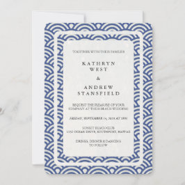 Japanisch Seigaiha Waves Elegant Beach Wedding Einladung