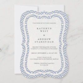 Japanisch Seigaiha Waves Elegant Beach Wedding Einladung