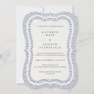 Japanisch Seigaiha Waves Elegant Beach Wedding Einladung