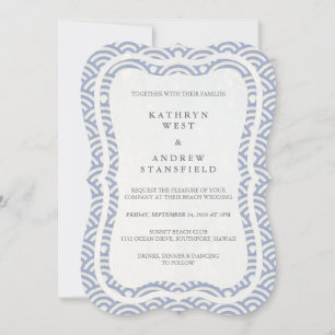 Japanisch Seigaiha Waves Elegant Beach Wedding Einladung