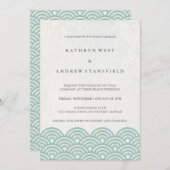 Japanisch Seigaiha Waves Elegant Beach Wedding Einladung (Vorne/Hinten)