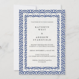 Japanisch Seigaiha Waves Elegant Beach Wedding Einladung