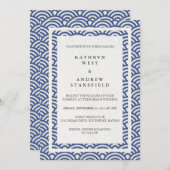 Japanisch Seigaiha Waves Elegant Beach Wedding Einladung (Vorne/Hinten)