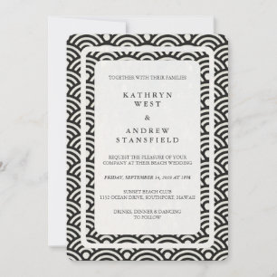 Japanisch Seigaiha Waves Elegant Beach Wedding Einladung